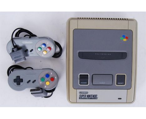 An original Super Nintendo Systems Console SNES ( Pal Version) games console. Including x2 controllers and TV connector plug.