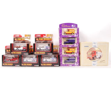 A collection of original Corgi diecast model vehicles to include; 5x Fire Heroes collection models, 4x &nbsp;Cadbury collecti