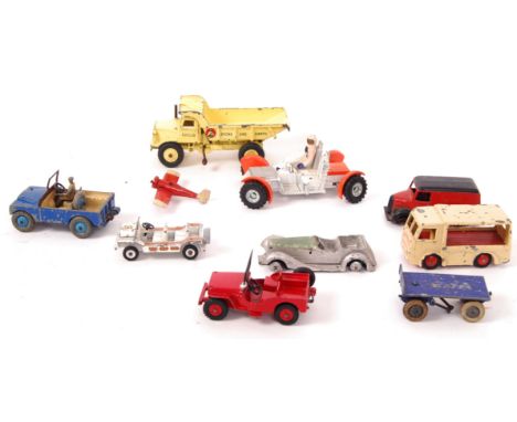 A collection of 10x original vintage Dinky diecast models to include; Lunar Rover vehicle, propeller plane, Jeep, dump truck,