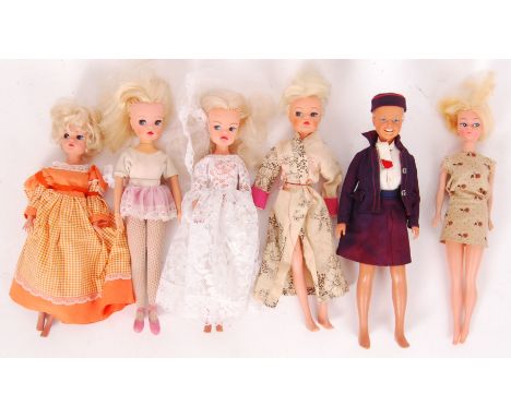A collection of 6x vintage Sindy (and other) dolls mainly within their original clothing.&nbsp;