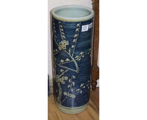 A Chinese blue and white cylindrical stick or umbrella stand height 60cm