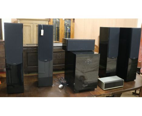 A set of 4 Quad L Series speakers, a powered subwoofer, a 405 amplifier and a Quad 33 tuner (no cables)
