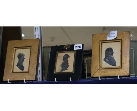 Three Victorian gilt tinted portrait silhouettes