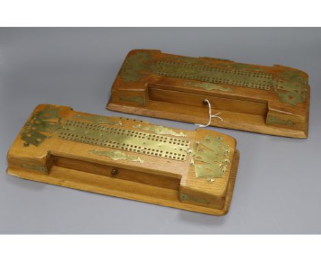 Two brass mounted cribbage boards