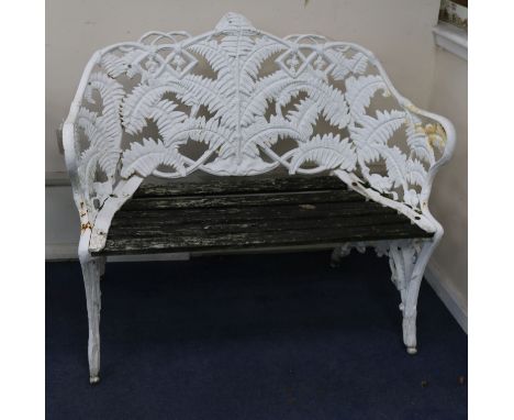 A Coalbrookdale cast iron garden bench W.108cm