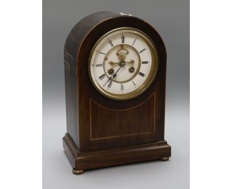 A French inlaid mahogany mantel clock height 38cm