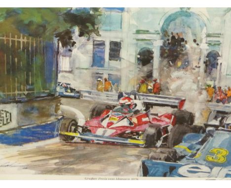 WALTER GOTSCHKE (1912-2000), ARR. THE 1958 GERMAN GRAND PRIX AND THE 1976 MONACO GRAND PRIX, TWO 1982 ARTISTS PROOF PRINTS SI