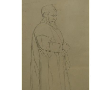 SIR WILLIAM ROTHERSTEIN.  (1872-1945)  ARR.   STANDING FIGURE, A PREPARATORY DRAWING FOR THE PAINTING OF MOURNING JEWS IN A S