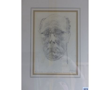 SOLOMAN BORISOVICH EPSTEIN (b 1925-    ) ARR. PORTRAIT OF MITISLAV ROSTROPOVICH, SIGNED AD INSCRIBED PENCIL DRAWING. 31.5 x 2