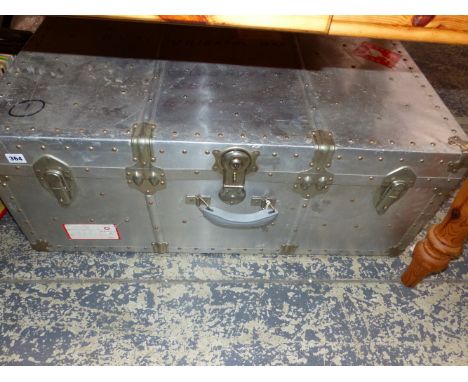 A LARGE ALLOY CABIN TRUNK. 