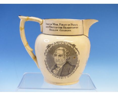 A RICHARD HALL &amp; SON JUG COMMEMORATING THE 1824 VISIT OF GENERAL LA FAYETTE TO THE UNITED STATES PRINTED IN BLACK WITH HI
