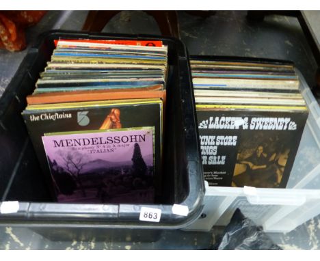 A QUANTITY OF RECORD ALBUMS TO INCLUDE FOLK, COUNTRY, ELVIS, CARPENTERS, JOHN DENVER, SONNY AND CHER, ETC. 
