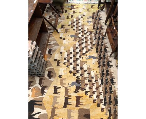AN INTERESTING TRIBAL FLAT WEAVE,TAPESTRY PANEL, 283 x 199cms