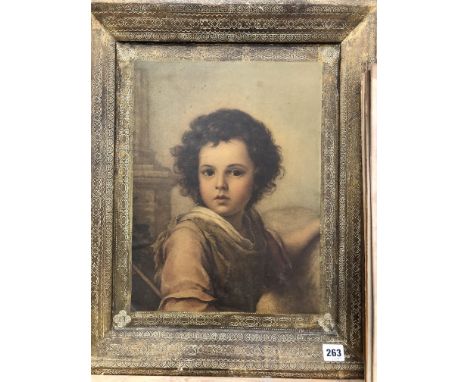 A DECORATIVE FRAMED PICTURE, A PORTRAIT OF A BOY AFTER THE OLD MASTERS. OVER ALL 57 x 47cms. TOGETHER WITH VARIOUS UNFRAMED A