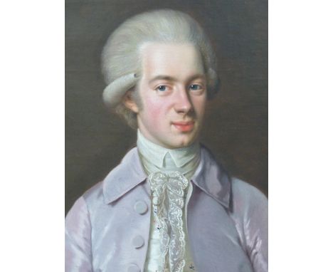 ADOLF ULRIK WERTMULLER (1751-1811) PORTRAIT OF A GENTLEMAN WEARING A LILAC DRESS COAT, OIL ON CANVAS. 76 x 61cmsFROM THE ESTA