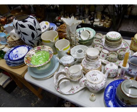 A LARGE QUANTITY OF VARIOUS CHINA WARES INC. ROYAL STANDARD TEA SET, A MALING VASE, DUTCH STYLE PLATES, POOLE ETC. 