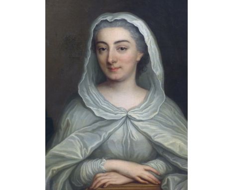  OLD MASTER SCHOOL. A PORTRAIT OF A LADY AS A VESTAL VIRGIN. REPUTEDLY OF CLAUDE-LOUISE DE LORY (1706-1742) EXTENSIVELY INSCR