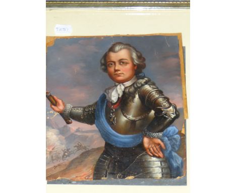 OLD MASTER SCHOOL. A GENERAL COMMANDING HIS CAVALRY, OIL ON PAPER, LAID DOWN. 23 x 19cms. IN MODERN FRAME AND MOUNT