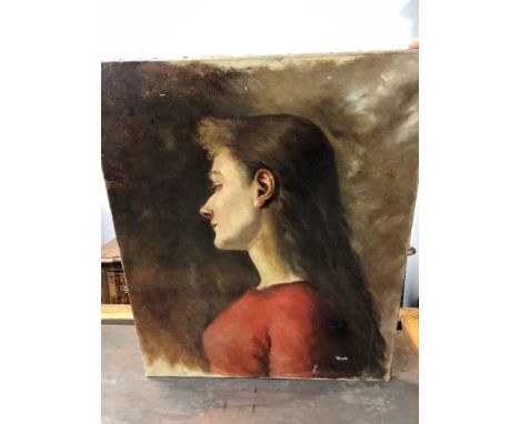 LATE 19th CENTURY CONTINENTAL SCHOOL, PORTRAIT OF A YOUNG LADY, OIL ON CANVAS 61x51cms