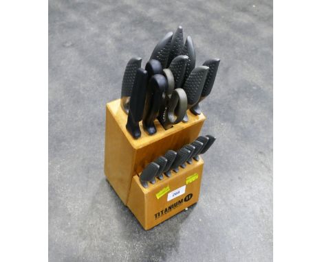 Set of Titanium professional kitchen knives. This bladed product is not for sale to people under the age of 18.  By bidding o