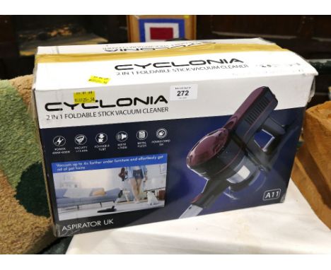 Cyclonia 2:1 foldable stick vacuum cleaner in box