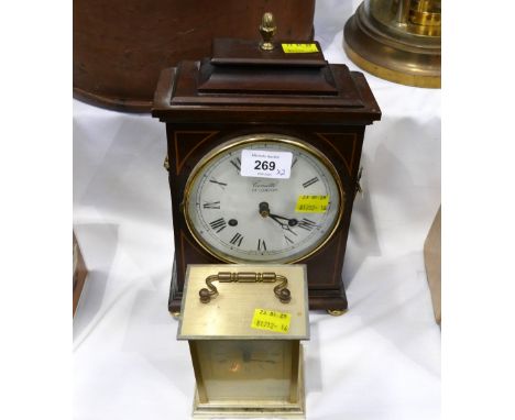 Comitti of London wooden mantle clock and brass carriage clock