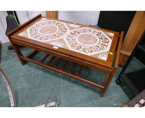 Mid century tile top two tier table