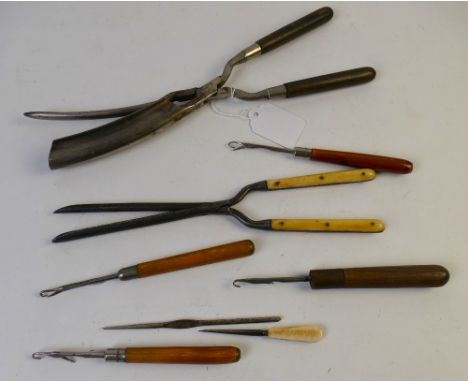 Crochet hooks and other vintage tools