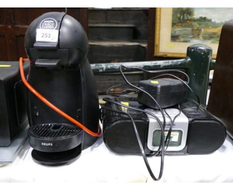 Nescafe Dolce Gusto coffee maker and Goodmans clock radio