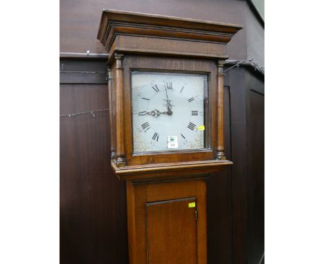 Miles Shaston oak bodied longcase clock with single weight, chain and pendulum