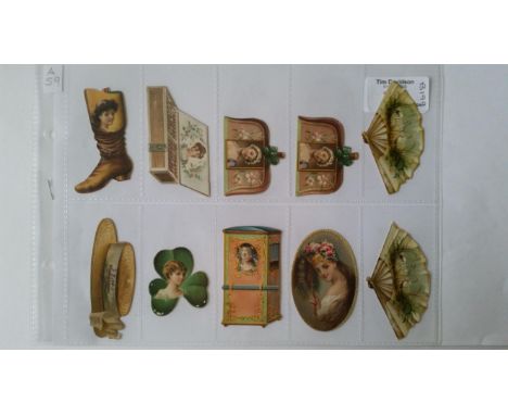 KINNEY, Shaped Novelties, part set, inc. Fan, Hat, Boot, Clover, Harp, Hand Mirror, Yacht etc., slight duplication &amp; crea