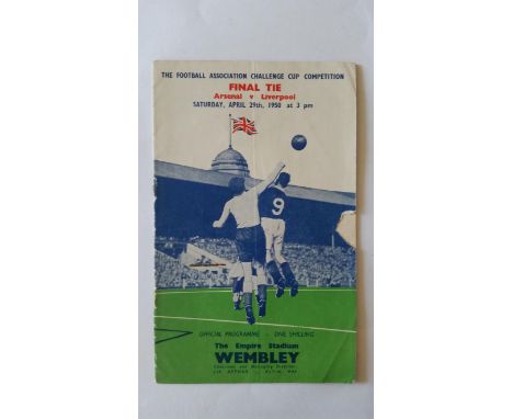 FOOTBALL, FA Challenge Cup Final 1950 programme, Arsenal v Liverpool, tear to edge, centre-fold, some spine damage, near G