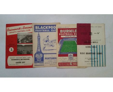 FOOTBALL, 1950s programmes, some cup matches, inc, Bournemouth &amp; Boscombe,  Aston Villa, Tottenham Hotspur, Sunderland, B