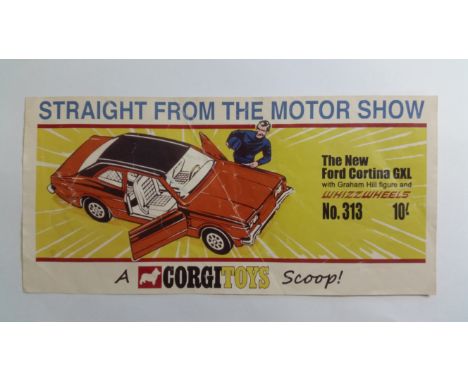 ADVERTISING, Corgi toys, leaflet, Straight from The Motor Show, Graham Hill Ford Cortina GXL, creasing, near G