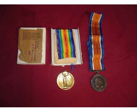 Medals, World War I pair to 46346 P.Pte.R.Stringer W.York. R