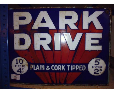 A double sided "Park Drive" enamel sign, measuring 16ins x 12ins
