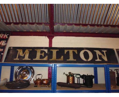 A "Melton" GER Railway Station running in board enamel sign measuring approx. 8ft x 15ins