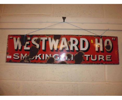 An enamel "Westwood Ho Smoking Mature" enamel sign, approx. 36ins x 9ins.