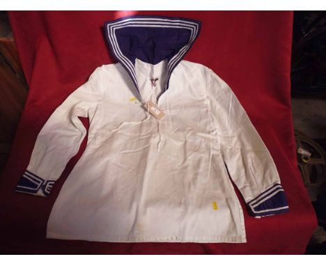 A German navy pull-over shirt, in white cotton, labelled "Lehmann & Co.,"