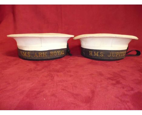 Royal Navy cap tally, HMS Ark Royal; and another HMS Jupiter, (2)