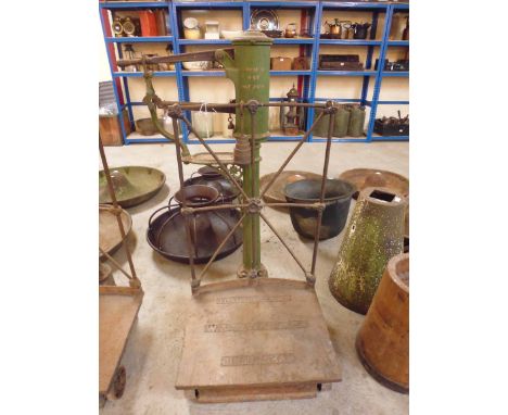 A set of early Avery sack scales, marked W &amp; T Avery Ltd., Birmingham, with weights
