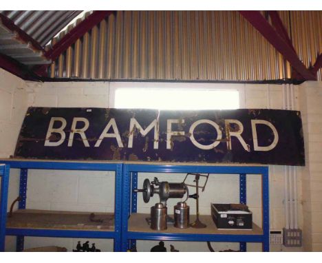 A "Bramford" LNER Railway station running in board enamel sign, AF measuring approx. 7ft. 6ins x 18ins