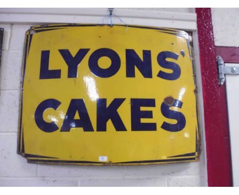 A "Lyons' Cakes" enamel sign, measuring approx. 38ins x 29ins