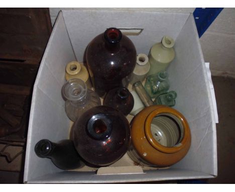 A quantity of glass and ceramic bottles