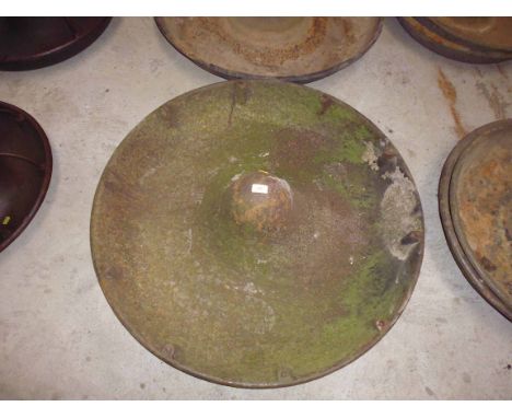 A large round cast iron pig trough, AF