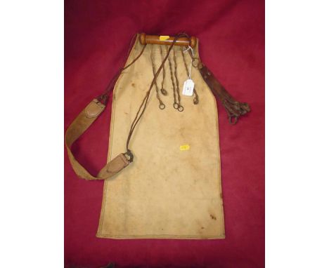 A Vintage wooden and cloth game carrier and further leather game carrier