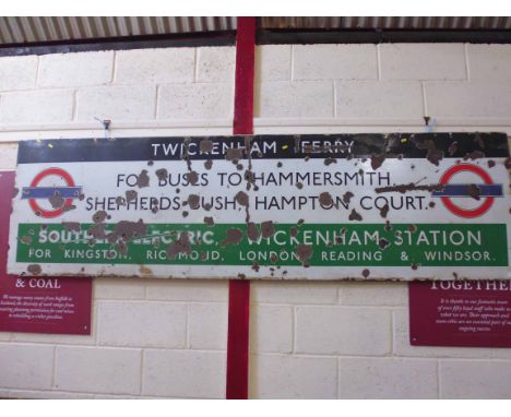 A Twickenham Ferry enamel sign, measuring approx. 100ins x 28ins