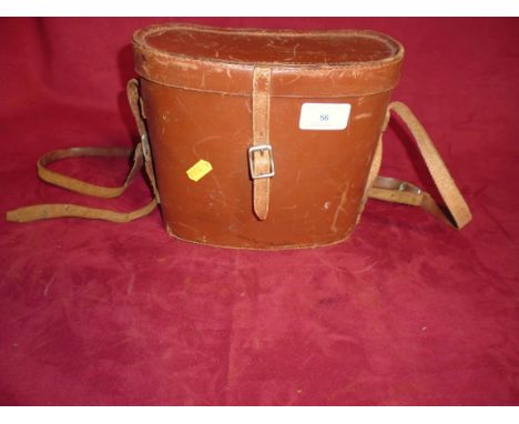 A pair of German binoculars, 10x50 E. Leitz Wetzlar mh/6400, Dienstglas number 182533, later leather case, (4843)
