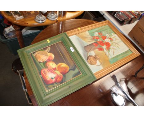 B Lancaster, oil on board still life study together with another oil on board still life study, initialled CM