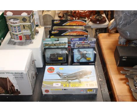 An Airfix model kit 03009, unknown if complete together with a quantity of various die cast vehicles to include Corgi, Eddie 